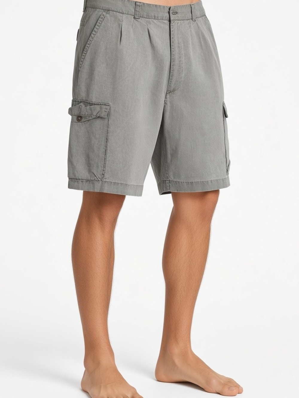 Men's Cotton Gray Cargo Shorts